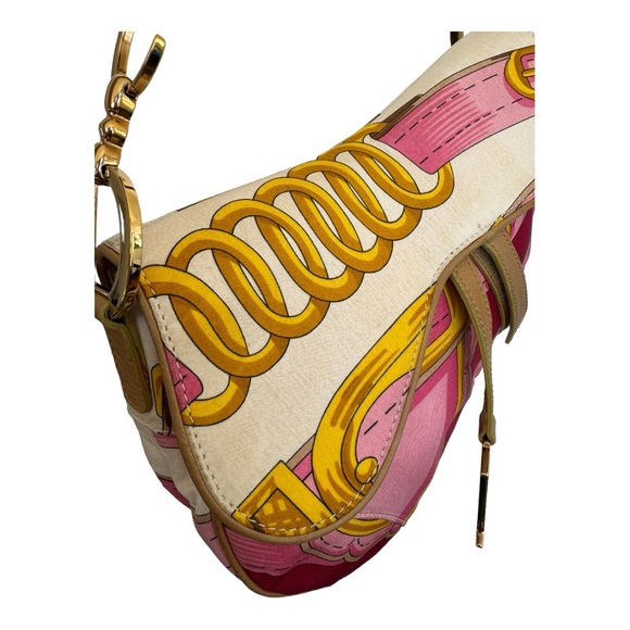⚡️SOLD⚡️ ✨RARE✨ Christian Dior Multicolor Silk Print Saddle Bag (Galliano Era) - Picture 9 of 17
